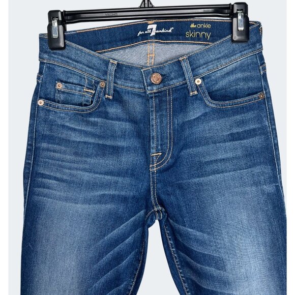 7 For All Mankind Womens Ankle Skinny Jeans Blue Denim Size 26 - Picture 7 of 15